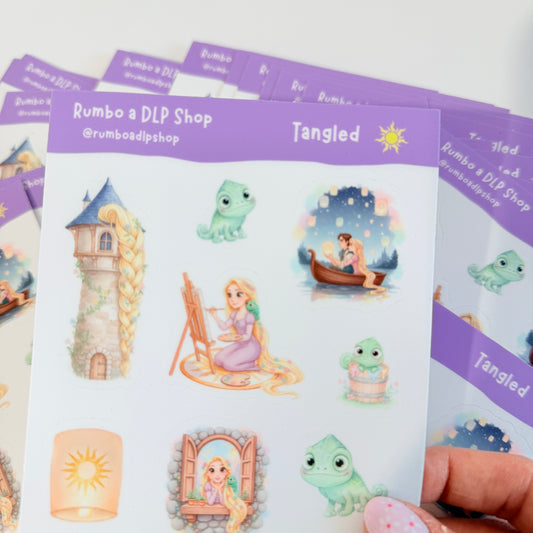 Hoja de pegatinas Tangled Rapunzel Enredados