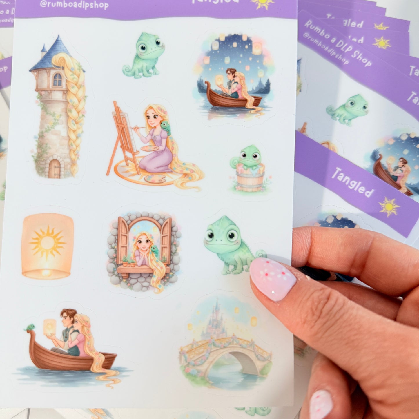 Hoja de pegatinas Tangled Rapunzel Enredados
