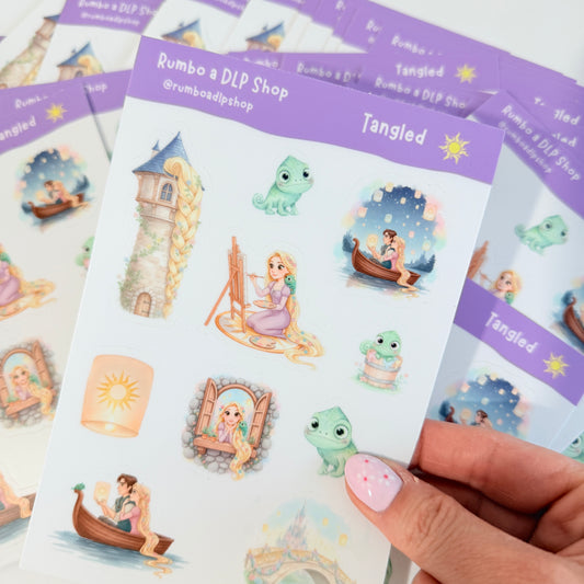 Hoja de pegatinas Tangled Rapunzel Enredados