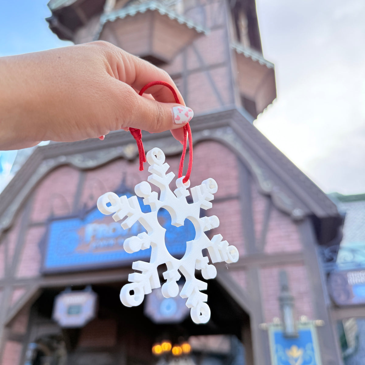 Set 3 Adornos 3D copos de nieve Mickey Mouse Navidad