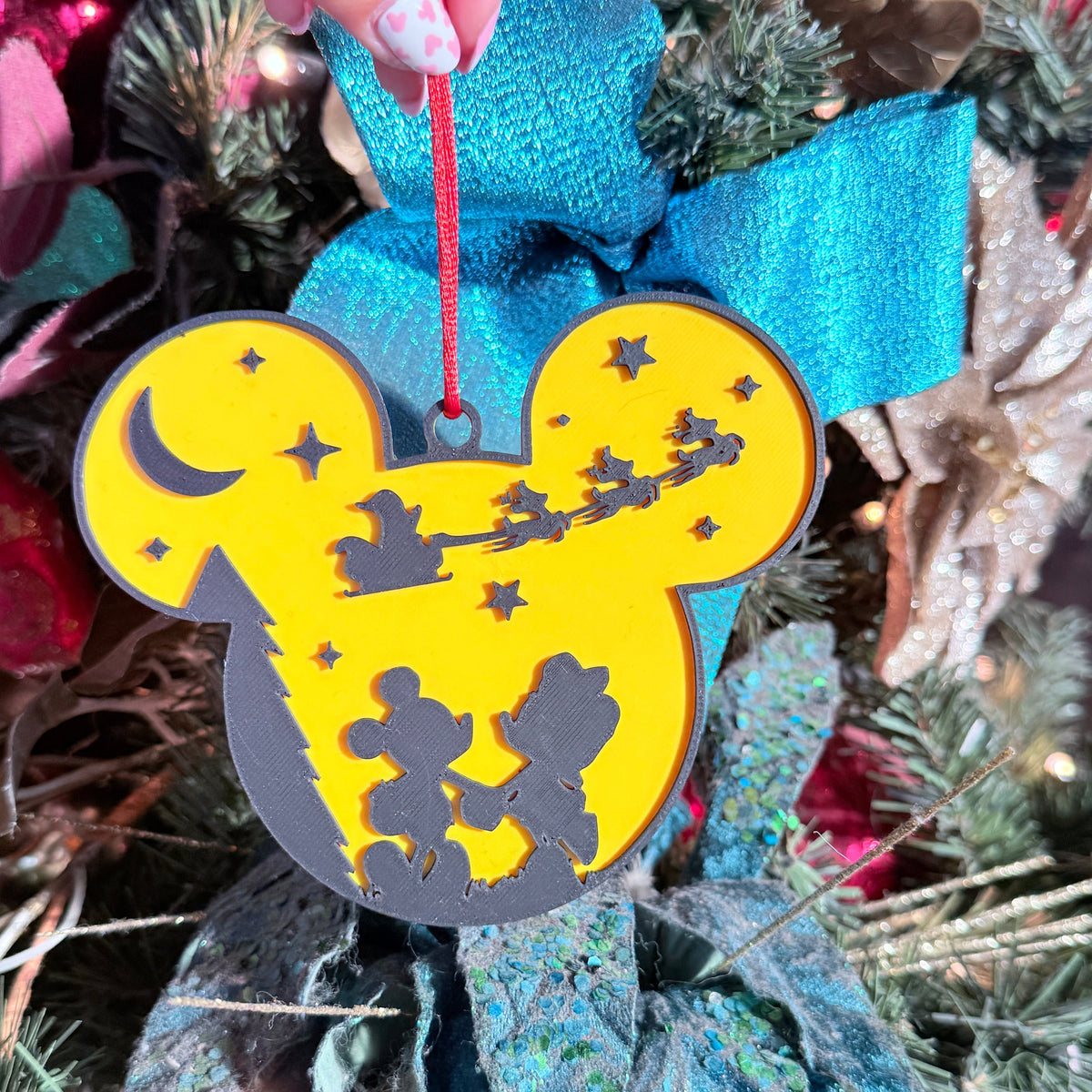 Adorno 3D Mickey Mouse Trineo Noche