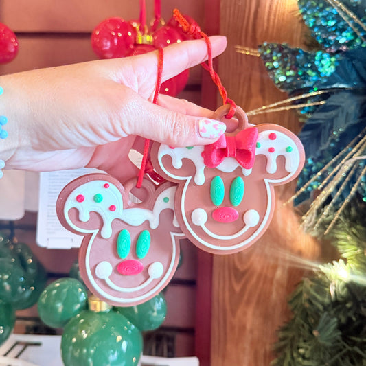 Set 2 Adornos Galletas Jengibre Mickey Mouse Minnie Lazo Navidad