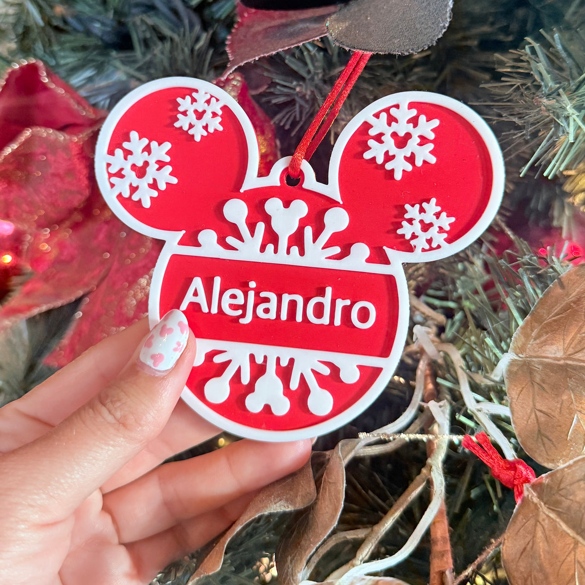 Adorno 3D Personalizado con Nombre Mickey Mouse Navidad
