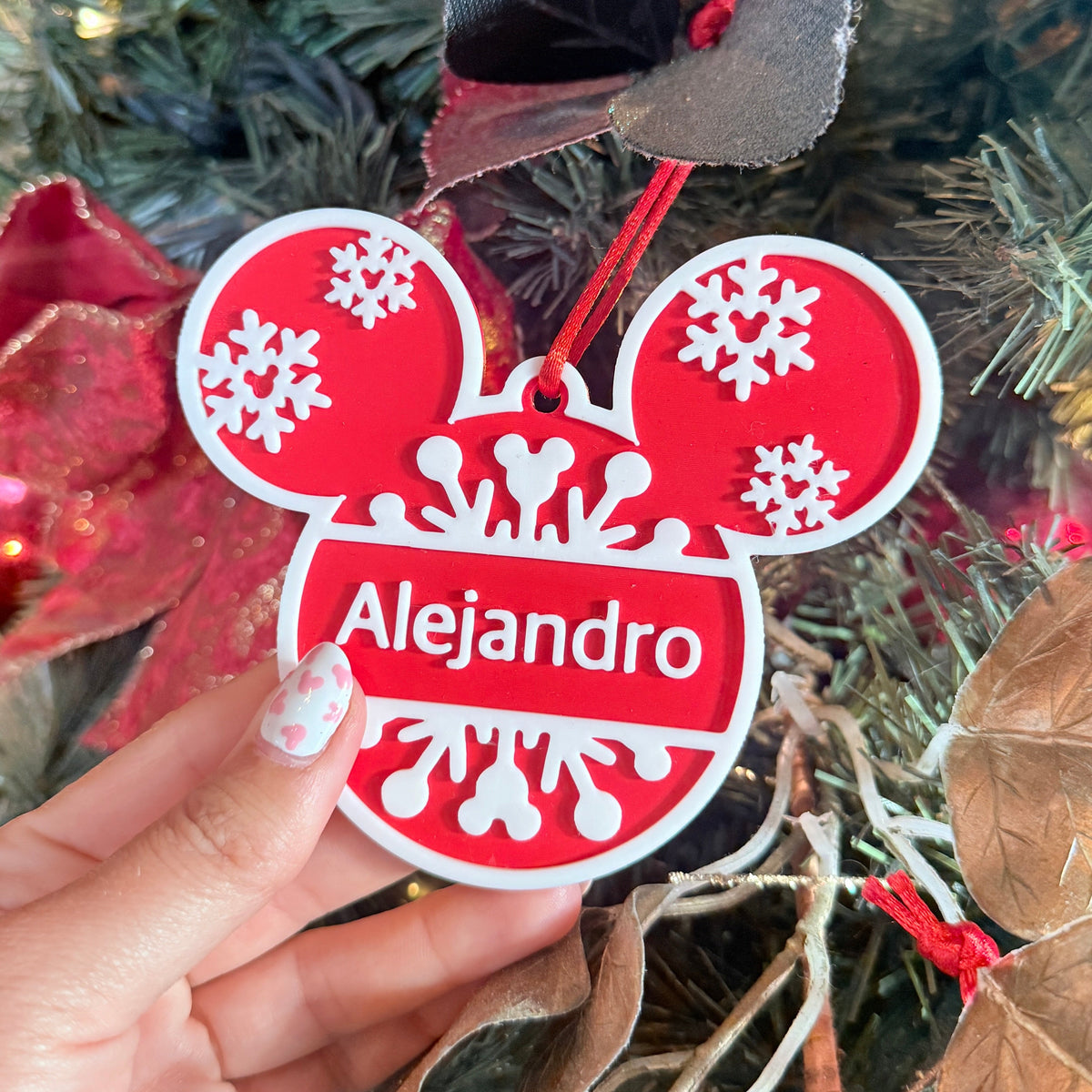 Adorno 3D Personalizado con Nombre Mickey Mouse Navidad
