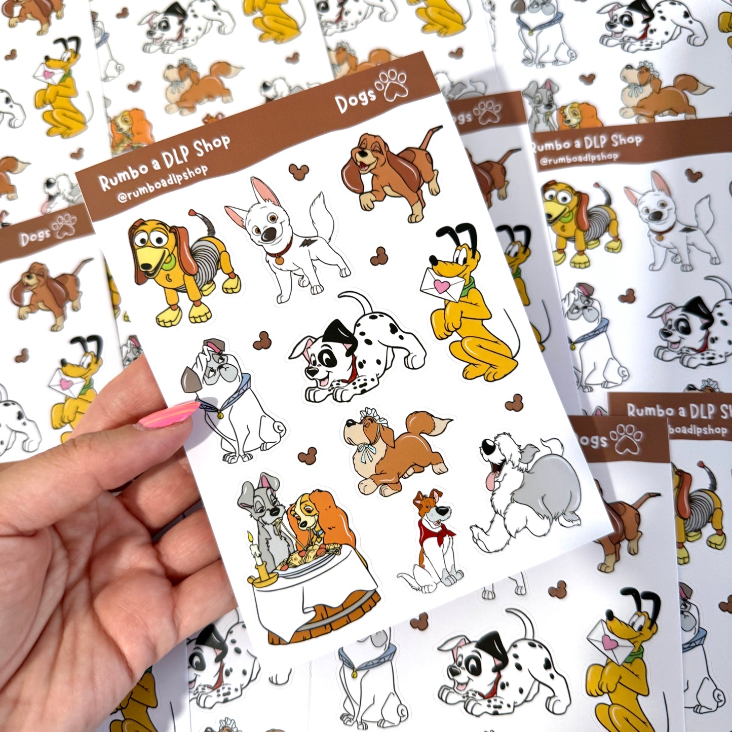 Hoja de pegatinas Disney Dogs A6