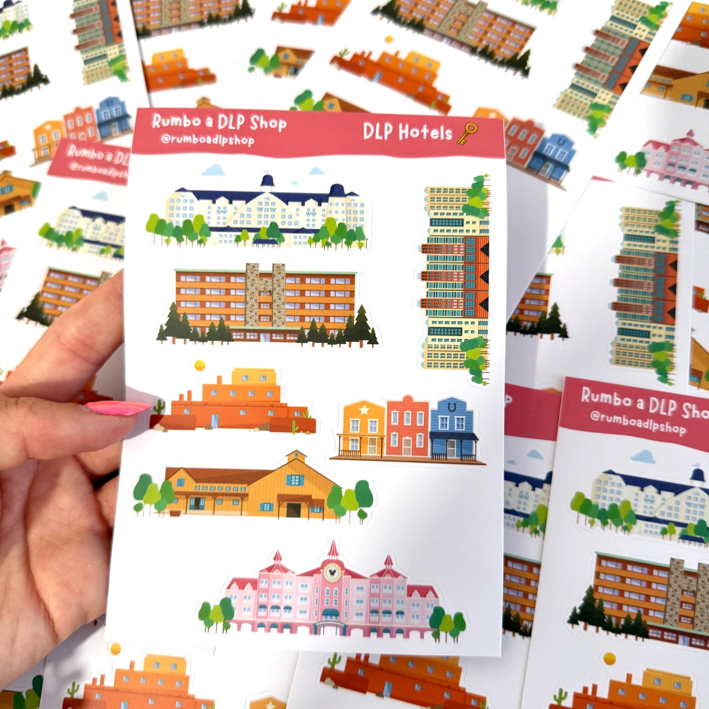 Hoja de pegatinas Hoteles Disneyland Paris A6