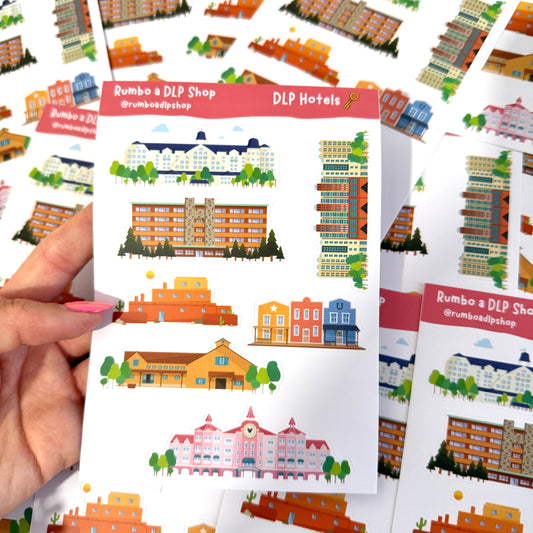 Hoja de pegatinas Hoteles Disneyland Paris A6