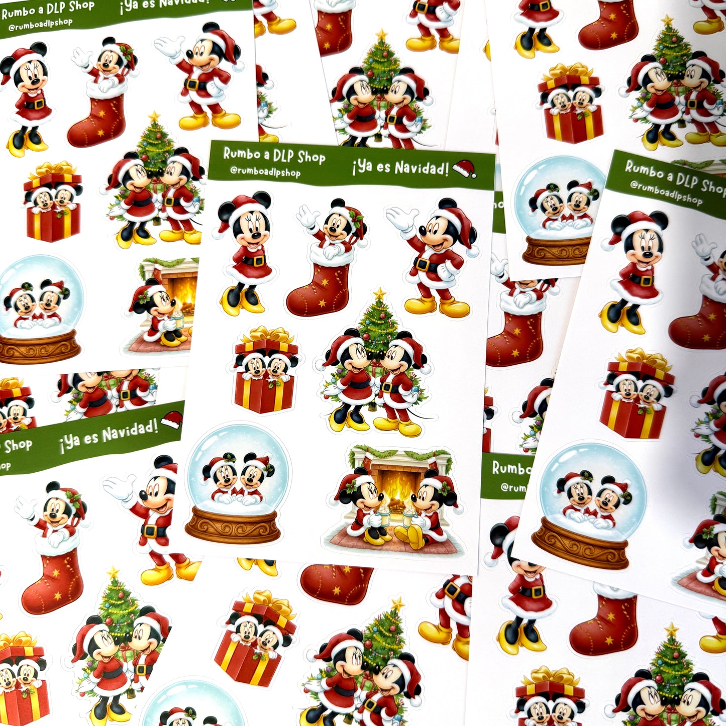 Hoja de pegatinas Ya es Navidad Mickey Minnie Mouse A6