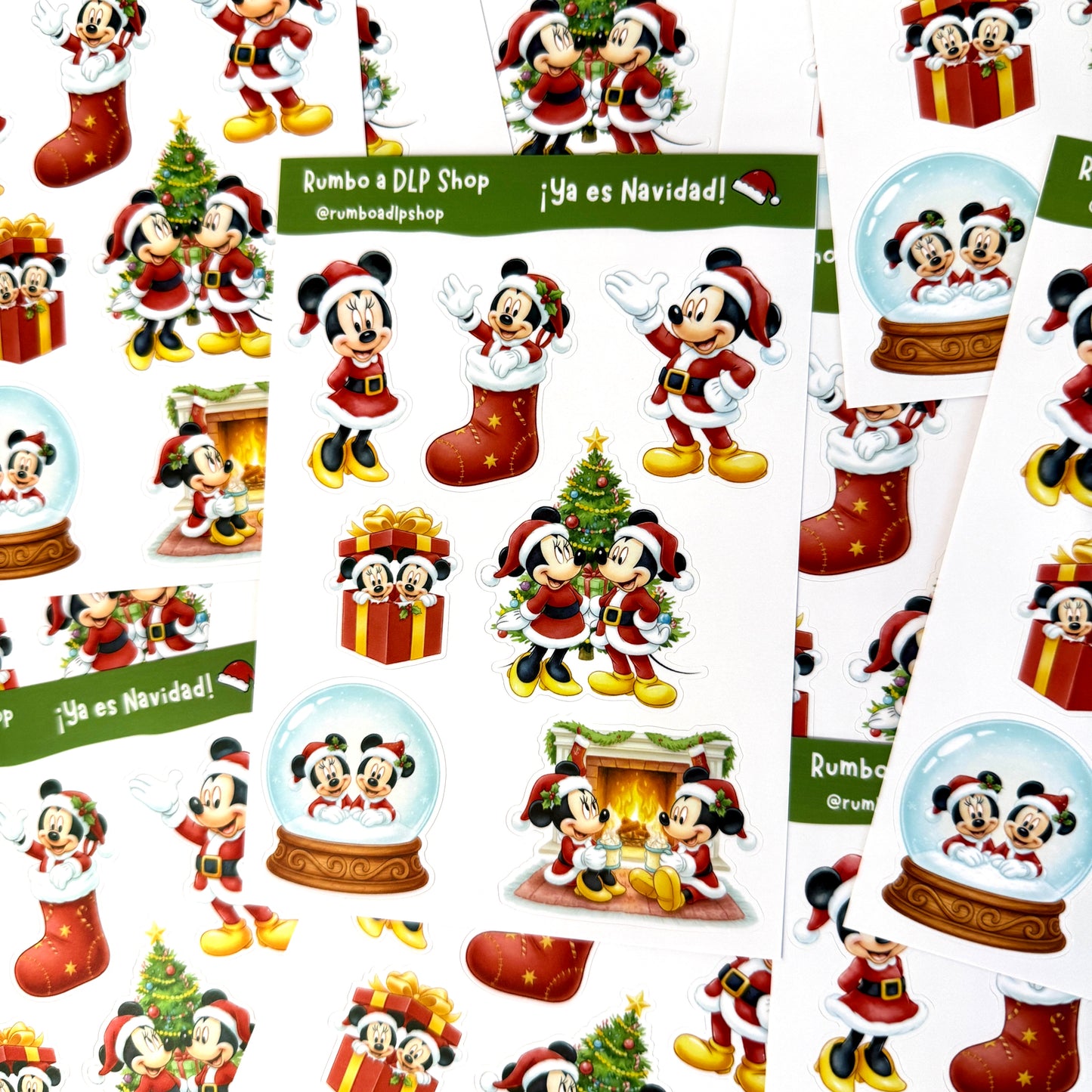 Hoja de pegatinas Ya es Navidad Mickey Minnie Mouse A6
