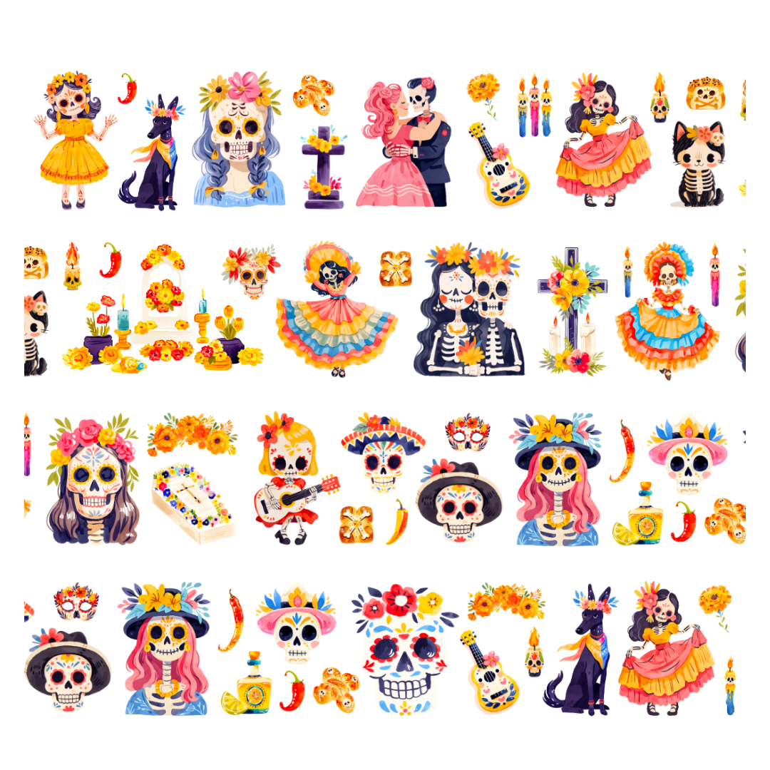 PET Tape precortada Dia de Muertos