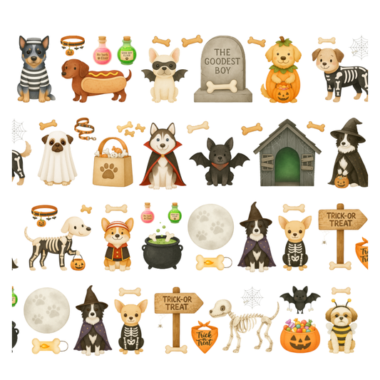PET Tape precortada Happy Halloween Perros