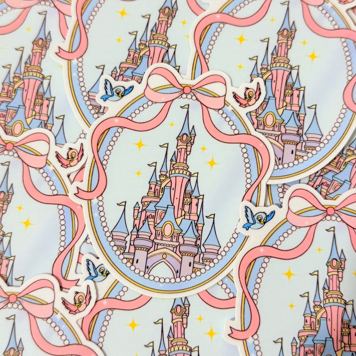 Pegatina Castillo Lazo Rosa Disneyland Paris