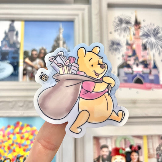 Pegatina Oso Winnie the Pooh con regalos Navidad