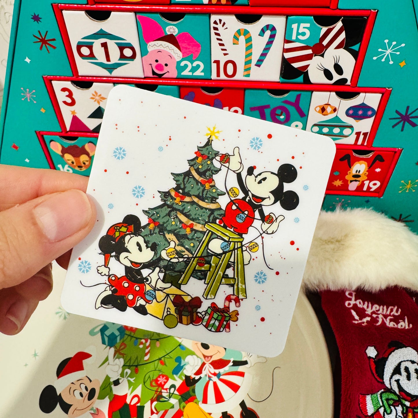 Pegatina Mickey y Minnie Mouse Arbol Navidad