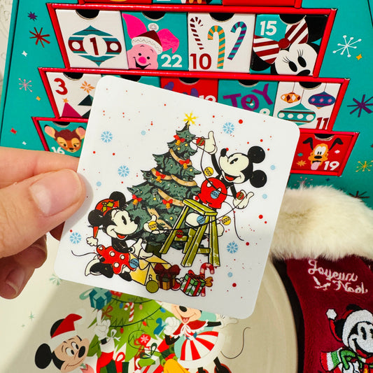 Pegatina Mickey y Minnie Mouse Arbol Navidad