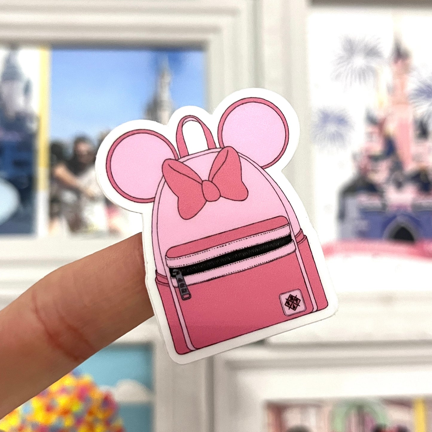 Pegatina mochila rosa Minnie Mouse