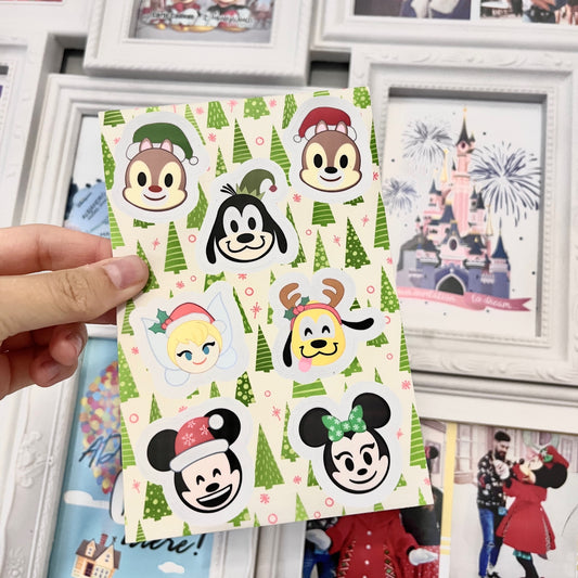 Hoja de pegatinas Mickey Mouse y amigos Emojis Navidad