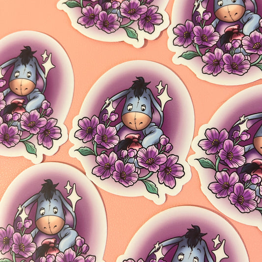 Pegatina Eeyore flores