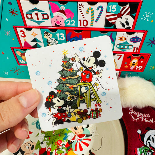Pegatina Mickey y Minnie Mouse Arbol Navidad