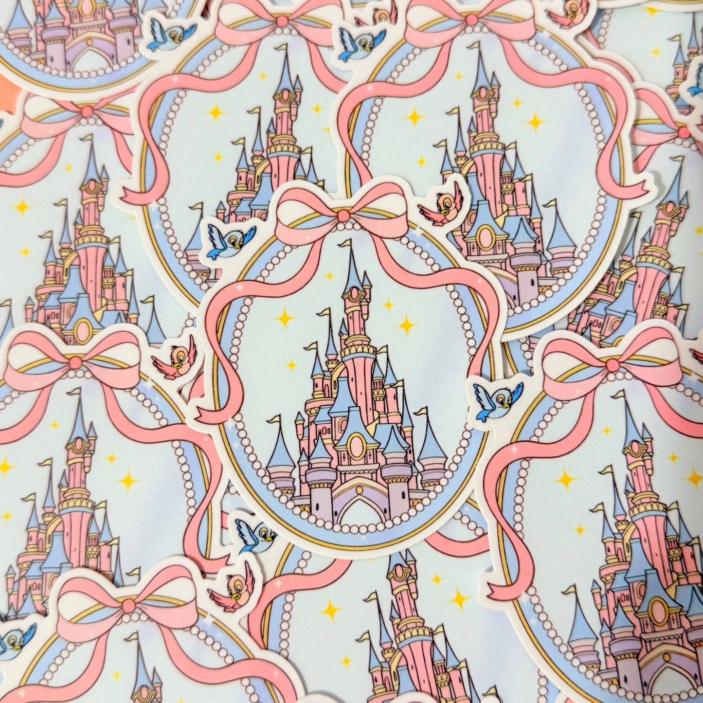 Pegatina Castillo Lazo Rosa Disneyland Paris