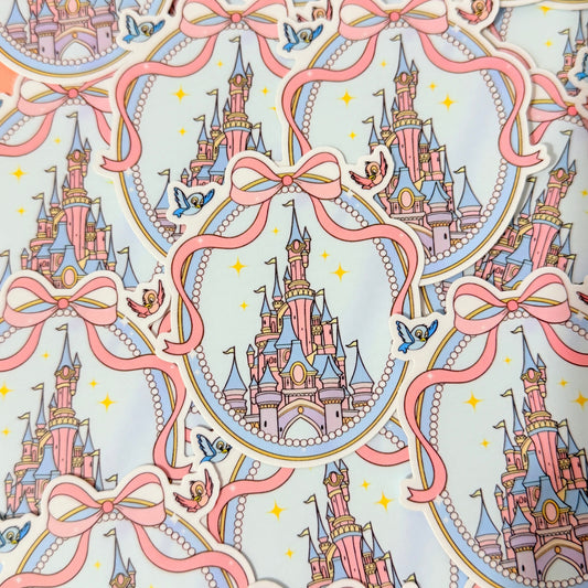 Pegatina Castillo Lazo Rosa Disneyland Paris