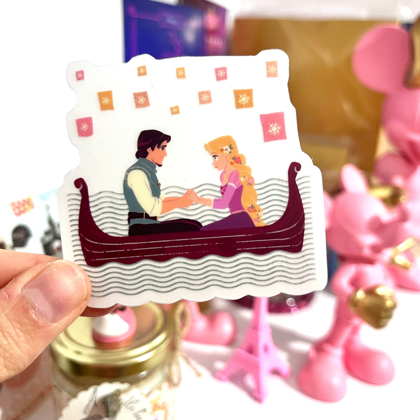 Pegatina transparente Rapunzel Flynn Ride Enredados Barca
