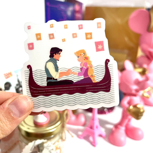 Pegatina transparente Rapunzel Flynn Ride Enredados Barca