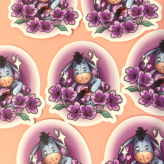 Pegatina Eeyore flores