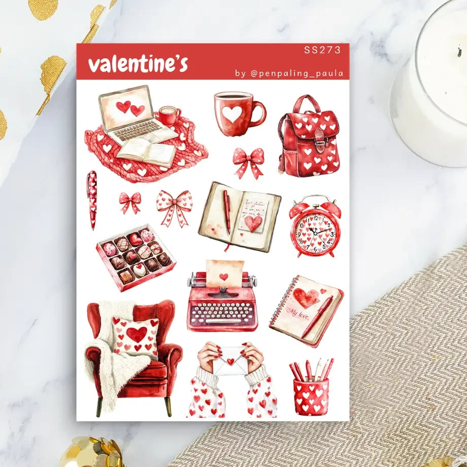 Hoja de pegatinas Valentine's San Valentin