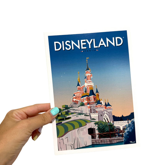 Postal Castillo nieve Disneyland Paris Marcel