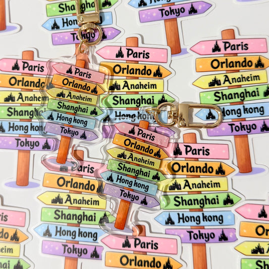 Llavero y pegatina Señal Parques Disney
