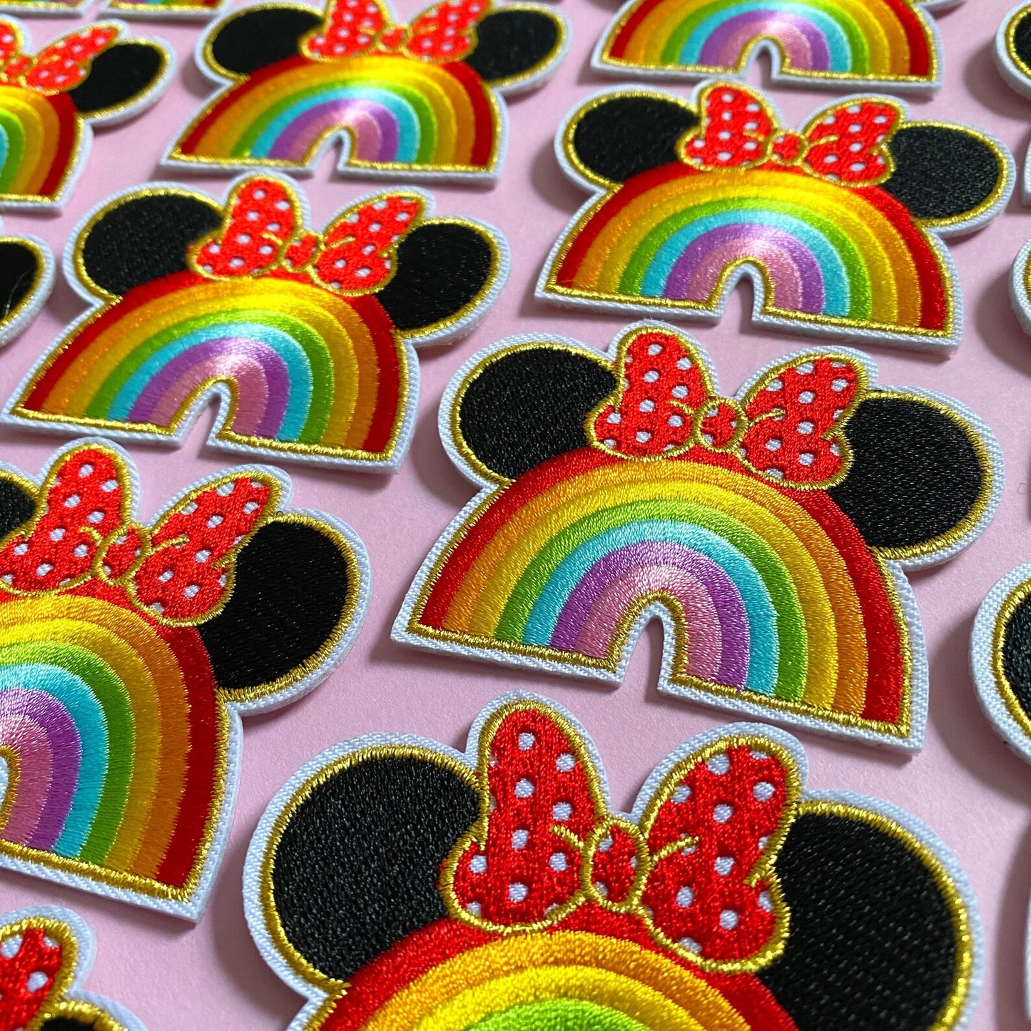 Set Parches Rainbow Mickey Minnie Mouse