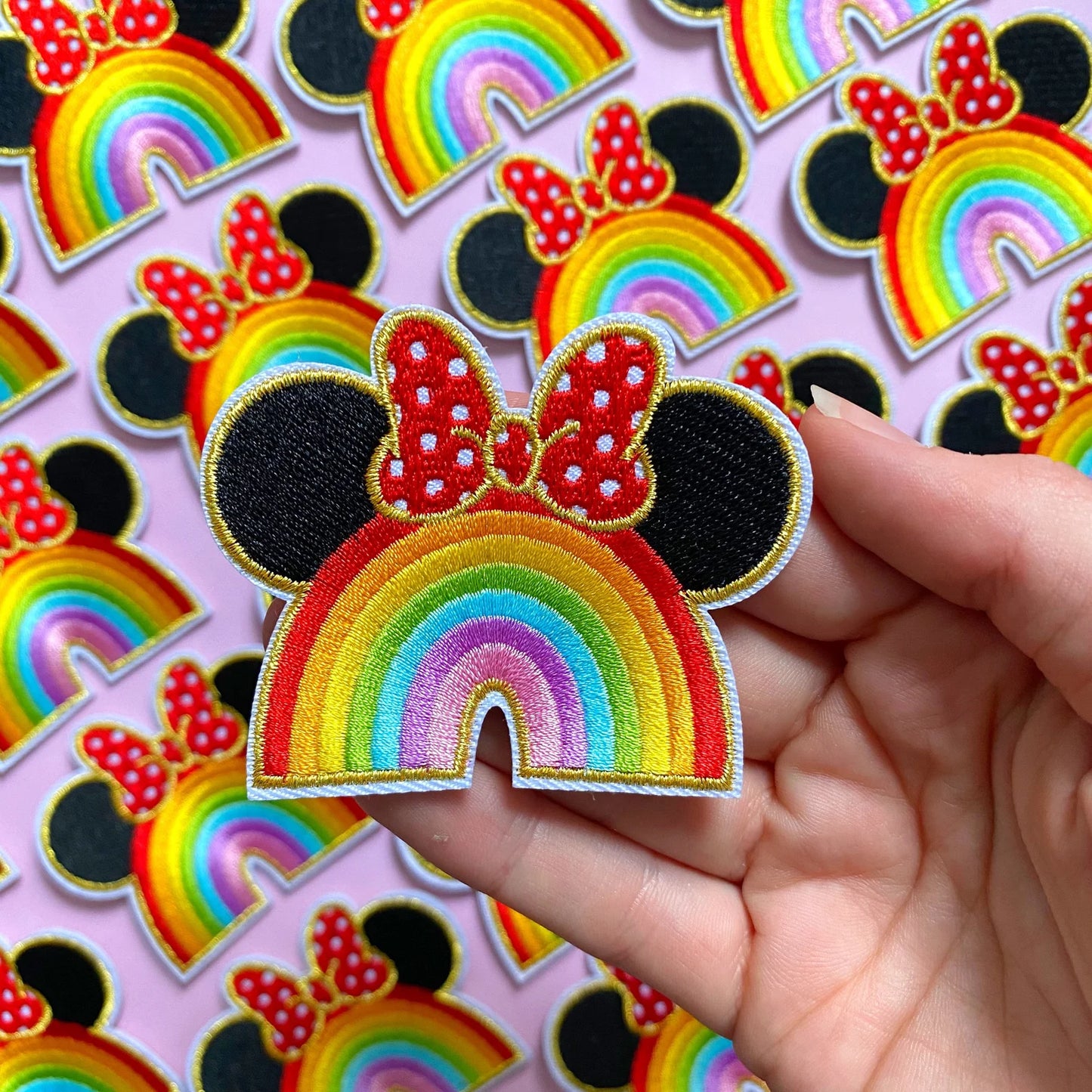Set Parches Rainbow Mickey Minnie Mouse