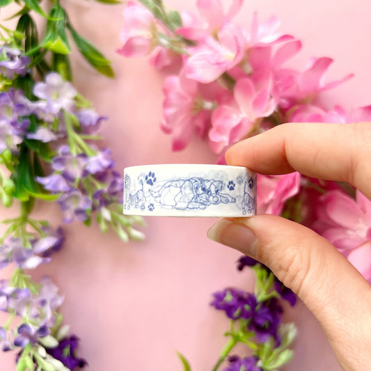 Washi Tape Perros Peliculas Azul